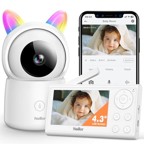 Baby Monitor, 4.3" Video Baby Monitor with 1080P Camera, Smart 2.4G WiFi Audio Monitor with Remote PTZ, Night Vision, 2-Way Talk, Sleep Mode, RGB Night Lights, Lullabies & 1000ft Range, APP Control - Image 1