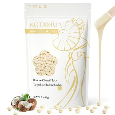 KOTAMU Hard Wax Beads for Hair Removal - 1lb Sensitive Skin Thick Hair Formula for Full Body, Face, Chest, Back, Leg, Bikini Brazilian Waxing - Wax Refill for Women and Men - Image 1