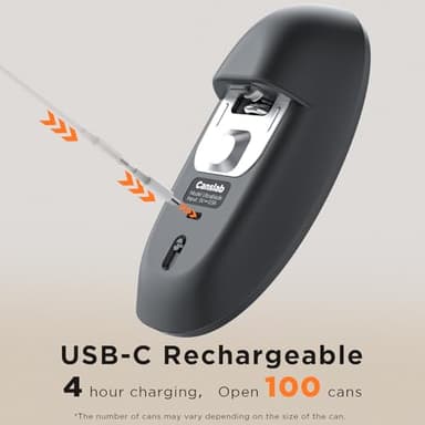Canslab Ultrablde SE - USB Rechargeable Electric Can Opener for Kitchen for Seniors with Arthritis- Cordless Battery Powered Automatic, Side Cut, Smooth Edge, Handsfree, for Small or Large Cans, Grey - Image 2