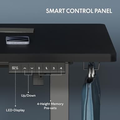 FLEXISPOT One-Piece Electric Standing Desk, 60 x 24 Inches Adjustable Desk with Seamless Desktop, Memory Controller Height Adjustment (Black Frame + Black Desktop, 2 Packages) - Image 4