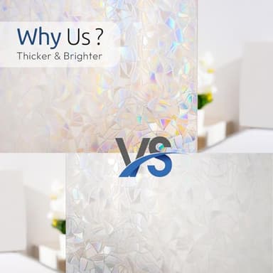 rabbitgoo Window Privacy Film Rainbow Film Decorative Window Sticker, 3D Static Stained Glass Cling Tint for Home Heat Control Non-Adhesive, 11.8 x 78.7 inches - Image 6