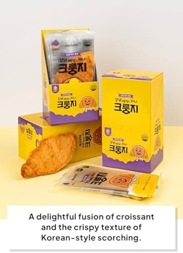 Korean Food Flat Croissant Snack, Crispy & Buttery Dessert Bites, Only 102 Calories, Holiday Party Treats & Shareable Snacks, Individually Wrapped, Pack of 10 (20g Each) Gini Crungzee, TikTok Viral Snack, 크룽지 - Image 3