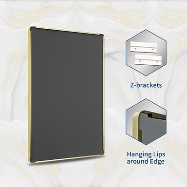 WEER Gold Bathroom Mirror, 50X30 Inch Brushed Gold Metal Frame Mirror, Rounded Rectangle Gold Bathroom Vanity Mirror for Wall, Tempered Glass, Anti-Rust, Hangs Horizontally or Vertically - Image 7