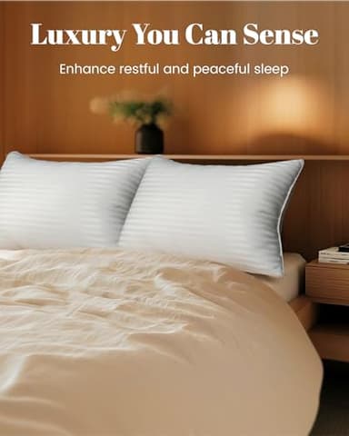 Qnoon Hotel Collection Bed Pillows for Sleeping, Bed Pillows Queen Size Set Of 2,Gusseted Pillow for Back, Stomach or Side Sleepers - Image 2