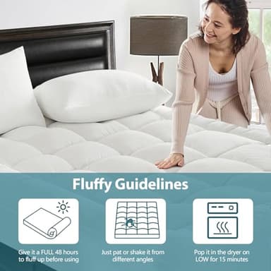 CYMULA Queen Mattress Topper for Back Pain - Extra Thick Cooling Mattress Pad Cover for Queen Size Bed - Soft Mattress Protector Pillow Top with 8-21 Inch Deep Pocket 3D Snow Down Alternative Fill - Image 5