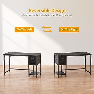 Cubiker Computer Home Office Desk with Drawers, 47 Inch Small Desk Study Writing Table, Modern Simple PC Desk, Black - Image 5