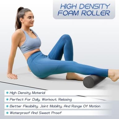 Foam Roller High Density Foam Roller Set for Deep Tissue Muscle Massage, 18" Trigger Point Fitness Exercise Massage Roller, Self-Myofascial Release for Whole Body (Black-18(2 in 1 - Image 7