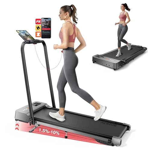 2-in-1 Foldable Treadmill with 3-Level 10% Incline, Walking Pad for Home Small Office, Compact Portable Under Desk Treadmill with Handle,Dual LED Display, APP & Remote, 300 lbs Capacity - Image 1