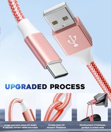 USB to USB C Cable, 6Pack(3/6/10ft) Type C Charger Fast Charging Cord 3.1A Colourful Nylon Braided Android Charger USB C Cable for iPhone15/16 Pro Max Plus,Samsung Galaxy,Google Pixel,LG,Hawei - Image 5