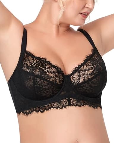 HSIA Minimizer Bra for Women - Plus Size Lace Full Coverage Womans Bra Unlined Underwire Bra for Heavy Breast Black - Image 4