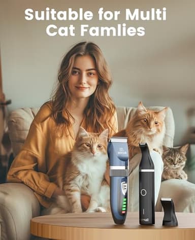 oneisall Cat Clippers and Paw Trimmer 3 in 1 Cat Grooming Kit,Cat Clippers for Matted Hair,Cordless Kitty Shaver for Matted Long Hair,2 Speed Pet Clippers - Image 7