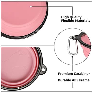 Kytely Large Collapsible Dog Bowls 2 Pack, 34oz Foldable Dog Travel Bowl, Portable Pet Water Food Bowl with Clasp, Pet Cat Feeding Cup Dish for Traveling, Walking, Hiking (Pink+Grey) - Image 5