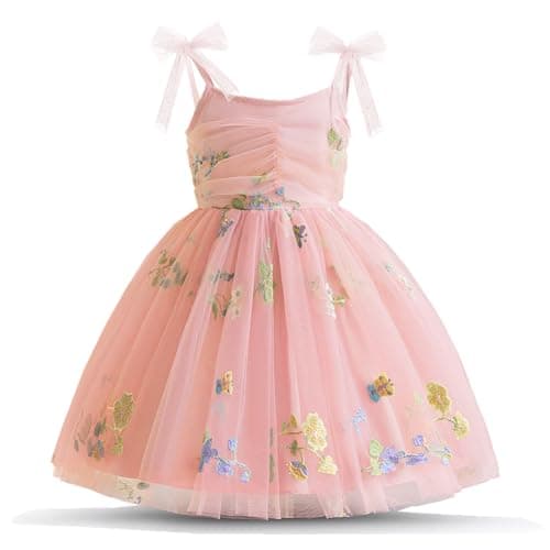 Nileafes Toddler Baby Girl Party Dress Floral Tutu Princess Elasticity Cake Smash Photo Shoot Dresses Size 4Y (3-4 Years, 120-Pink) - Image 1