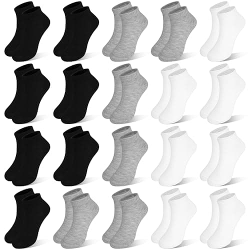ZERULETS Kids Socks, 20 Pairs Low Cut Ankle Socks Short Athletic Socks for Boys Girls Toddler 1-13 Years（Black,White,Grey，4-7 Years） - Image 1