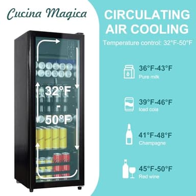 Cucina Magica 4.8 Cu.Ft Beverage Refrigerator, 155 Can Mini Fridge Glass Door, Adjustable Shelves, Drink Fridge, Suitable for Soda, Beer, Essential for Home/Bar - Image 3