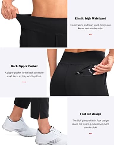 YYV Women's Golf Pants Stretch Work Ankle Pants High Waist Dress Pants with Pockets for Yoga Business Travel Casual(Black Medium) - Image 5