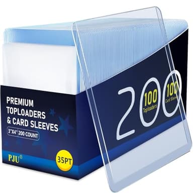 200 Card Sleeves Top Loaders for Cards, Premium Toploaders, 3"x4" Baseball Card Protectors Hard Plastic, Hard Cards Sleeve, Sports Trading Holder (100 Toploaders + 100 Penny Sleeves) - Image 1