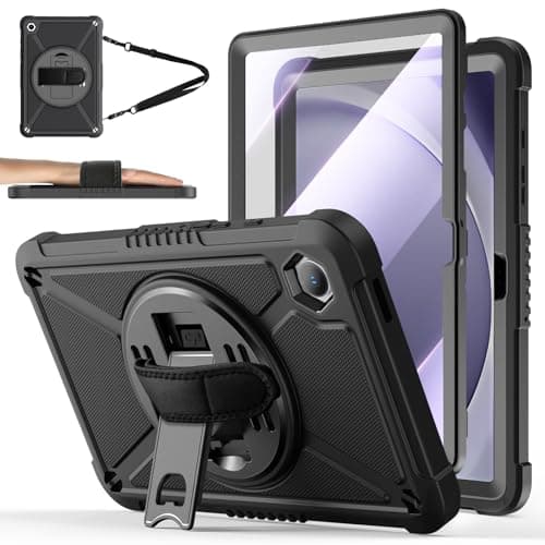 ZtotopCases for Samsung Galaxy Tab A9+ / a9 Plus 11'' 2023 (SM-X210/X216/X218), Shockproof Hard Duty Case with Screen Protector+360 Rotating Hand Strap&Stand+Shoulder Strap for Tab A9+ Tablet, Black - Image 1