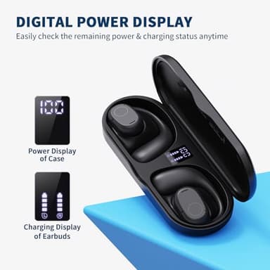 PSIER Open Ear Headphones, Bluetooth 5.3 Wireless Sports Headphones with Digital Display Charging Case 40 Hours Playtime True Earbuds with Earhooks for Running, Walking, Workout - Image 7