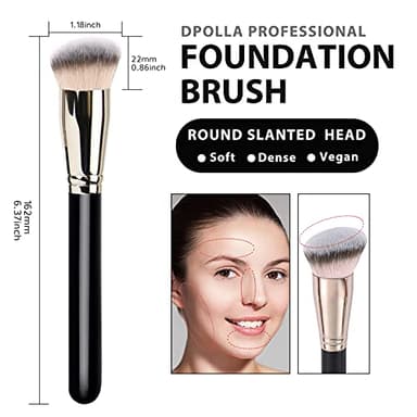Makeup Brushes DPOLLA Pro Foundation Brush and Flawless Concealer Brush Perfect for Any Look Premium Luxe Hair Contour Brush Perfect for Blending Liquid,Buffing,Cream,Sculpting,Mineral Makeup - Image 3