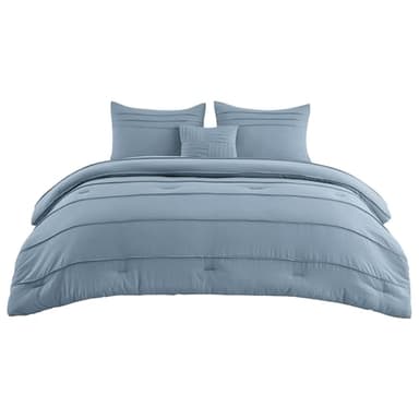 Bedsure Twin Comforter Set - 3 Pieces Pinch Pleat Bed Set, Light Blue Boho Bedding for All Season, 1 Soft Comforter, 1 Pillowcase, 1 Decorative Pillow - Image 8