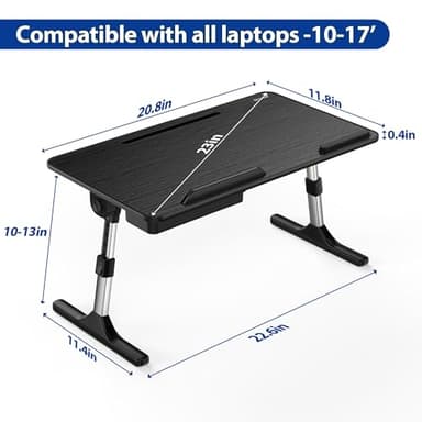 Besign LT05 Adjustable Laptop Table, Lap Desk, Portable Standing Bed Desk, Foldable Sofa Breakfast Tray, Notebook Computer Stand for Reading and Writing, Medium Size, Black - Image 2