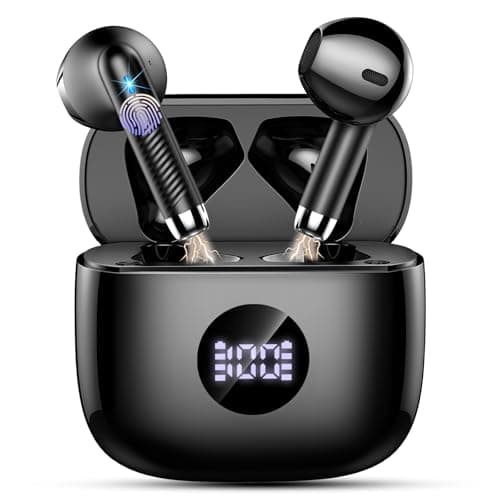 Wireless Earbuds, Bluetooth Headphones 5.4 HiFi Stereo, in Ear Earphones with 4 ENC Noise Cancelling Mics, 40H Playtime Ear Buds with Mini Case, IP7 Waterproof Headset with LED Display, USB C Charging - Image 1