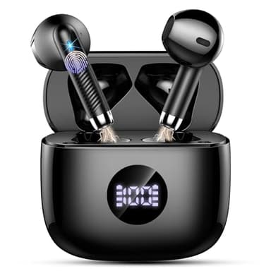 Wireless Earbuds, Bluetooth Headphones 5.4 HiFi Stereo, in Ear Earphones with 4 ENC Noise Cancelling Mics, 40H Playtime Ear Buds with Mini Case, IP7 Waterproof Headset with LED Display, USB C Charging - Image 1