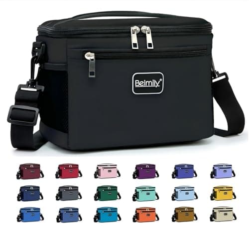BEIMILY Lunch Box for Men/Women, Small Insulated Lunch Bag, Leak-Proof Soft Cooler Tote Bag, Reusable LunchBox for Work, Travel, Fitness, Picnic with Adjustable Shoulder Strap for Adults (Black) - Image 1