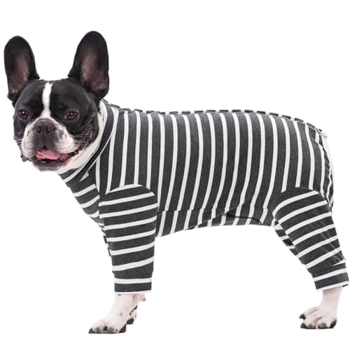 Paipeper Dog Surgery Recovery Suit for Female Male Puppy,Dog Bodysuit Long Sleeve Prevent Shedding and Licking Wound,Dog Pajamas,E-Collar Cone Alternative(Black White Stripe-XL) - Image 1