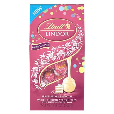 Lindt LINDOR Birthday Cake White Chocolate Truffles, White Chocolate Candy with Smooth, Melting Truffle Center, 8.5 oz. - Image 7