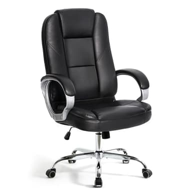 NEO CHAIR Office Desk Ergonomic Gaming Chair High Back Adjustable Computer Chair with Wheels and Lumbar Support Comfy Leather Executive Swivel (Jet Black) - Image 4