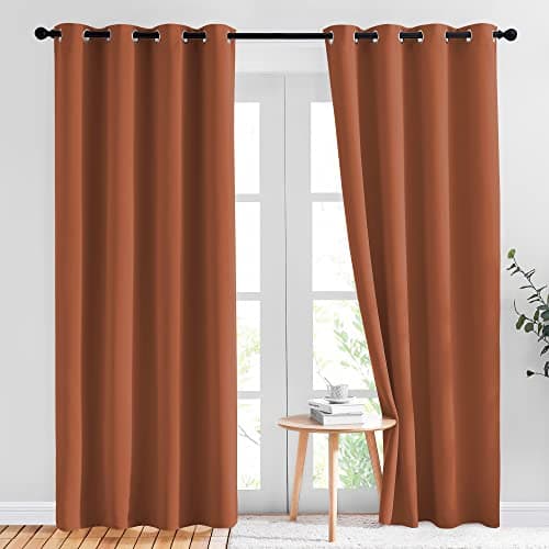 NICETOWN Living Room Curtains for Windows 84 inch Long - Decorative Thermal Insulated Grommet Room Darkening Window Treatments for Bedroom/Porch, Burnt Orange, 2 Panels = 104" Wide - Image 1