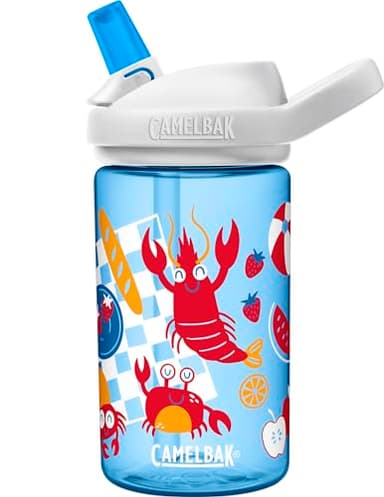 CamelBak Eddy+ 14oz Kids Water Bottle with Tritan Renew – Straw Top, Leak-Proof When Closed, Nautical Picnic - Image 1