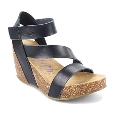 Blowfish Malibu Women's Hapuku Wedge Sandal, Black Dyecut, 6.5M - Image 1