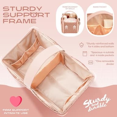 LUKJOJO Luxurious Baby Diaper Caddy, Nursery Storage Basket for Newborn Boy and Girl, Travel Baby Basket for Diapers Baby Wipes, Organizer Tote Bag Storage Bin, Baby Shower Gifts(dusty rose) - Image 2