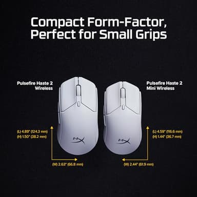 HyperX Pulsefire Haste 2 Mini – Wireless Gaming Mouse for PC Compact Lightweight Bluetooth 2.4GHz White - Image 2