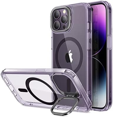 ESR for iPhone 14 Pro Max Case, Compatible with MagSafe, Built-in Camera Ring Stand, Military-Grade Protection, Classic Kickstand Magnetic Case for iPhone 14 Pro Max, Clear Purple - Image 3
