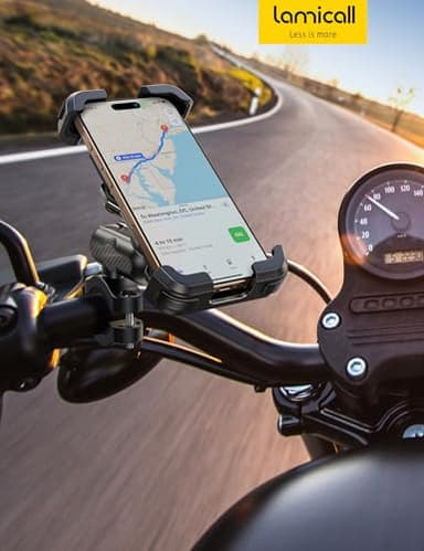 Lamicall Motorcycle Phone Mount Holder - [Metal Extension Arm] [Dual Vibration Dampener] Motorcycle Cell Phone Mount, Bike Bicycle Handlebar Phone Clamp, for iPhone 16/15/ 14 Pro Max, 4.7-6.7" Phones - Image 7