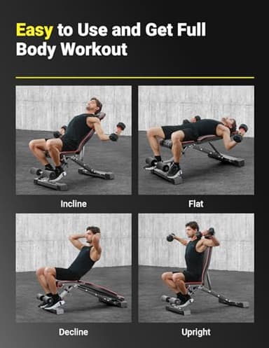 Yoleo Adjustable Weight Bench, 660LB Foldable Workout Bench with Extended Head/Neck Protection/Spine Support for Bench Press, Fast Folding Incline Decline Flat Bench - Image 6
