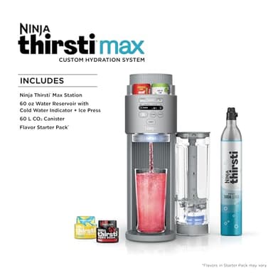 Ninja Thirsti Max Custom Hydration System, Soda Maker, Sparkling Water Maker, Custom Still & Sparkling Drinks, Compact Design, With 60L CO₂ Cylinder & Flavored Water Drops, Silver WC2002 - Image 13