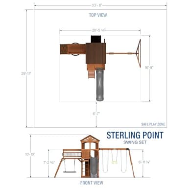 Backyard Discovery Sterling Point Cedar Wood Swing Set with Wave Slide, Raised Clubhouse, Wooden Bridge, Rock Wall, Belt Swings, Web Swing, Trapeze, Balcony, Climbing Wall, Ladder, Outdoor Playset - Image 3
