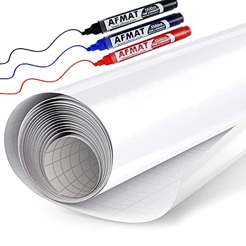 White Board Wallpaper, White Board Roll, Stick on White Boards for Wall, 1.44x11ft Peel and Stick Dry Erase Roll, Stain-Proof, Super Sticky Whiteboard Sticker Wall Decal for Wall/Table/Door,3 Markers - Image 1