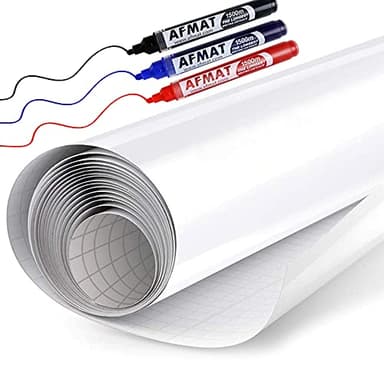 White Board Wallpaper, White Board Roll, Stick on White Boards for Wall, 1.44x11ft Peel and Stick Dry Erase Roll, Stain-Proof, Super Sticky Whiteboard Sticker Wall Decal for Wall/Table/Door,3 Markers - Image 1