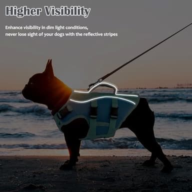 Petglad Dog Life Jacket, Reflective Dog Harness Life Vest with Rescue Handle for Swimming Boating, Adjustable High Buoyancy Flotation Swim Vest for Small Meium Large Dogs - Blue, S - Image 3