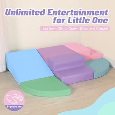 TODIBY 6-Piece Foam Climbing Blocks for Toddlers: Colorful Climbing Gym PU Leather Baby Foam Building Blocks Indoor Toy - Image 8