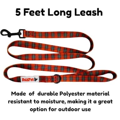 BOLDPET Dog Collar and Leash Set - Durable Polyester Material -Adjustable Collar-Safe Metal Buckle-Cute Plaid Dog Leash and Collar Set for Small, Medium and Large Dogs - Image 4