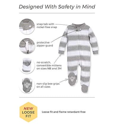 Burt's Bees Baby Sleep and Play PJs, 100% Organic Cotton One-Piece Zip Front Romper Jumpsuit Pajamas - Image 2