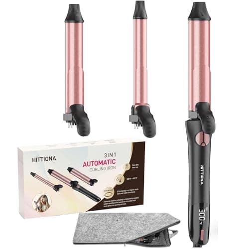 Rotating Curling Iron - 3 in1 Automatic Curling Iron with Interchangeable CurlingWand, 3/4, 1 1/4, 1 Inch CurlingIron for Lasting Beach Waves, Adjustable Temp, Instant Heat, Dual Voltage (Black) - Image 1