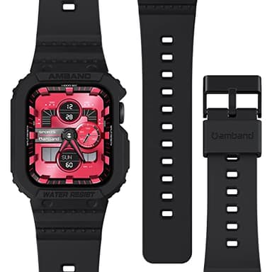 amBand Compatible for Apple Watch Band 41mm 40mm 38mm with Bumper Case, Rugged Men Women Bands for iWatch SE 3 SE2nd SE Series 9 8 7 6 5 4 3 2, Sport Military Protective Cases Drop-Proof, Matte Black - Image 3